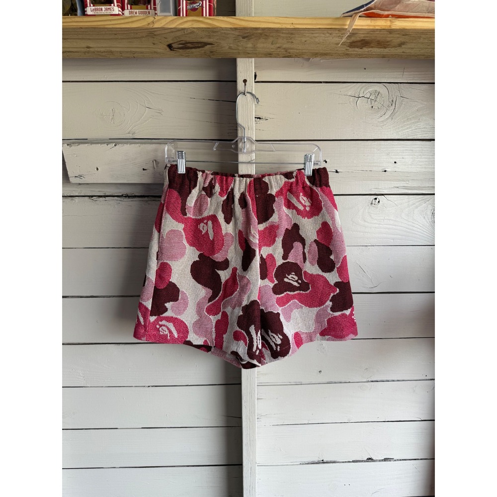 Reborn Pink Camo Tapestry Shorts Streetwear Woven Elastic Waist Small